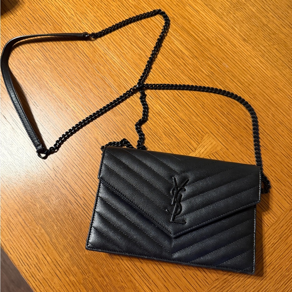 Yves Saint Laurent Black Chevron Crossbody Bag